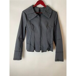 Porto Womens Jacket Size 2 Medium Gray Full Zip Stretchy